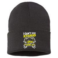 Tow Truck Driver Wrecker I Can't Fix Stupid But I Can Tow It Sustainable Knit Beanie