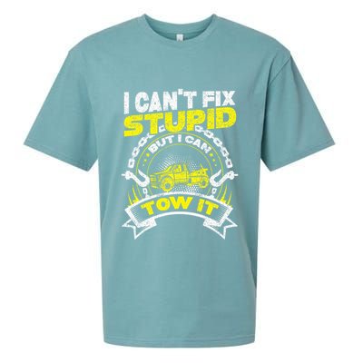 Tow Truck Driver Wrecker I Can't Fix Stupid But I Can Tow It Sueded Cloud Jersey T-Shirt