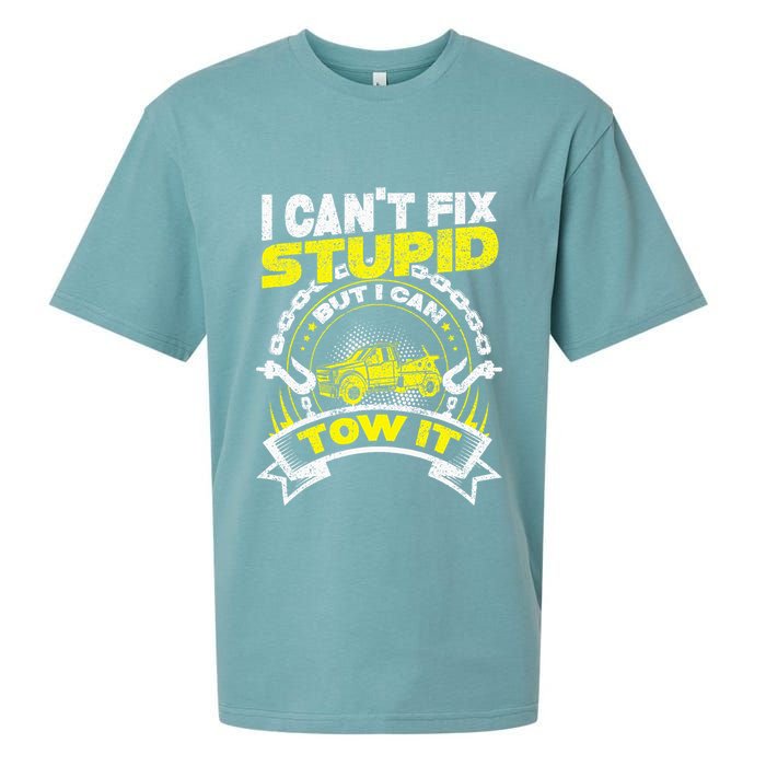 Tow Truck Driver Wrecker I Can't Fix Stupid But I Can Tow It Sueded Cloud Jersey T-Shirt