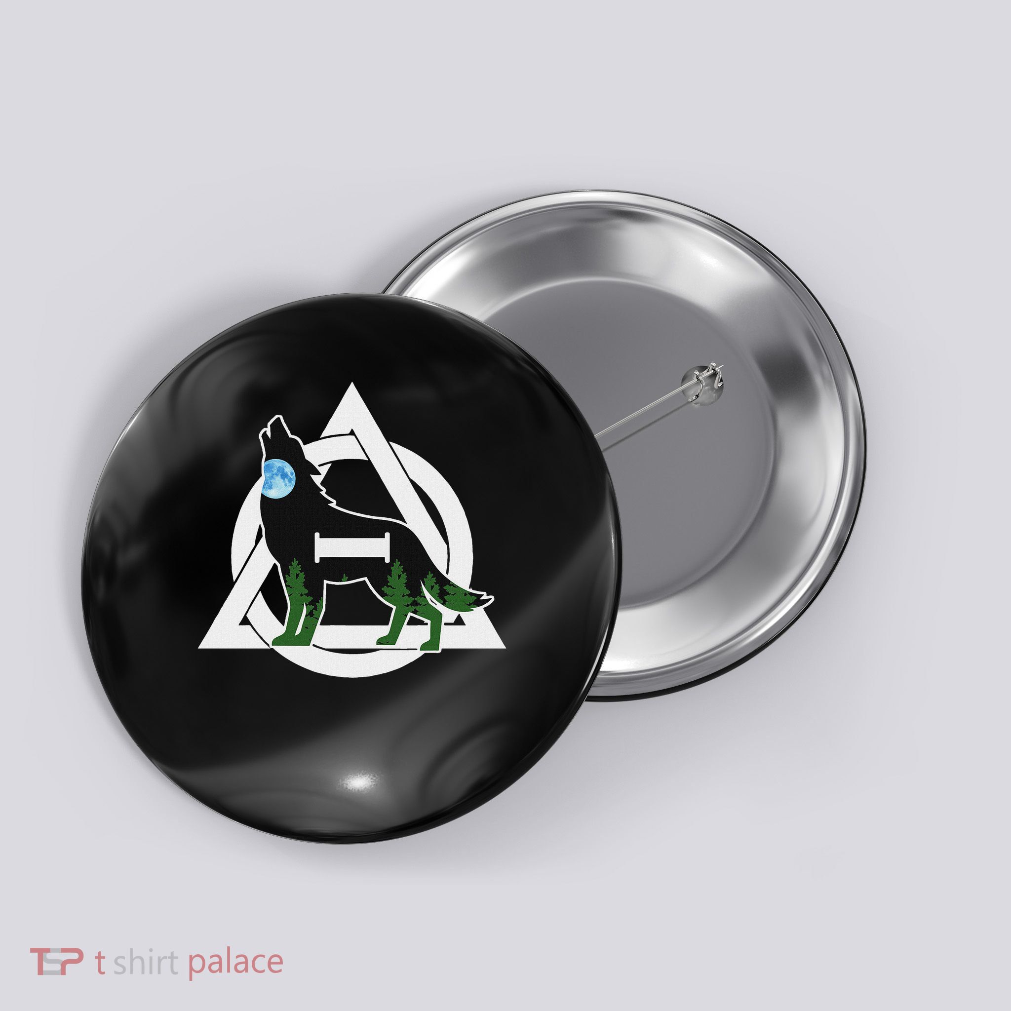 Therian Theta Delta Wolf Dog Button