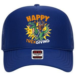 Trexgiving Trex Dino Turkey Thanksgiving Dinosaur Costume Gift High Crown Mesh Back Trucker Hat