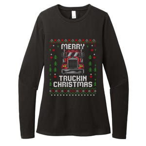 Trucker Truck Driver Ugly Xmas Merry Trucking Christmas Gift Womens CVC Long Sleeve Shirt