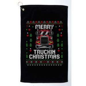 Trucker Truck Driver Ugly Xmas Merry Trucking Christmas Gift Platinum Collection Golf Towel