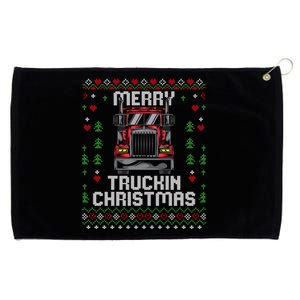 Trucker Truck Driver Ugly Xmas Merry Trucking Christmas Gift Grommeted Golf Towel