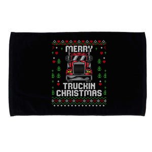 Trucker Truck Driver Ugly Xmas Merry Trucking Christmas Gift Microfiber Hand Towel