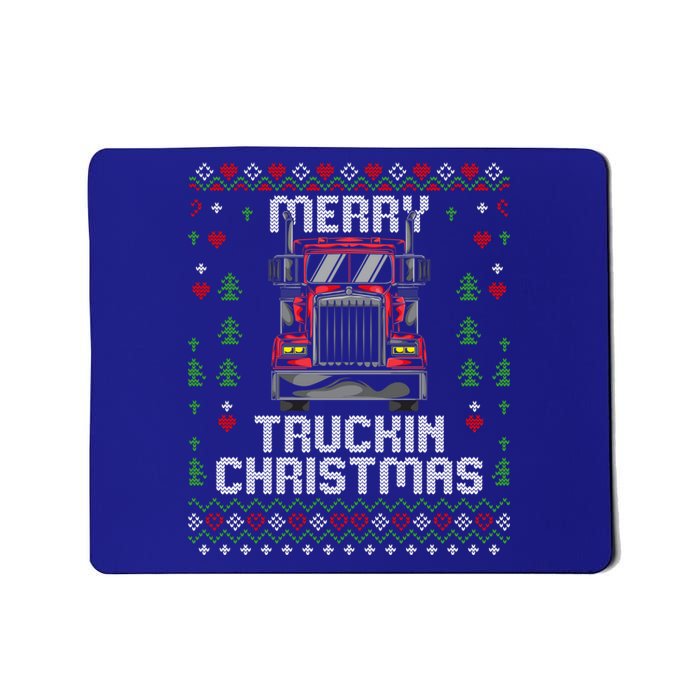 Trucker Truck Driver Ugly Xmas Merry Trucking Christmas Gift Mousepad