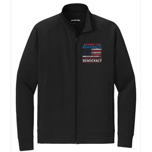 Threat To Democracy I Took A Bullet For Democracy Trump 2024 Stretch Full-Zip Cadet Jacket