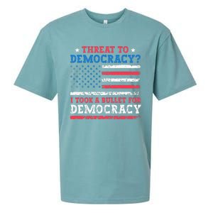 Threat To Democracy I Took A Bullet For Democracy Trump 2024 Sueded Cloud Jersey T-Shirt