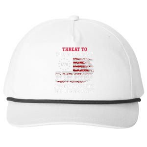 Threat To Democracy I Took A Bullet For Democracy Trump Snapback Five-Panel Rope Hat