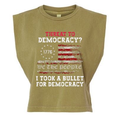 Threat To Democracy I Took A Bullet For Democracy Trump Garment-Dyed Women's Muscle Tee