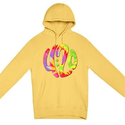 Trippy Tie Dye 4 20 Four Twenty Premium Pullover Hoodie