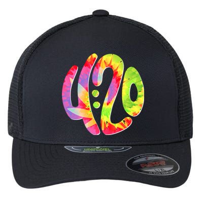 Trippy Tie Dye 4 20 Four Twenty Flexfit Unipanel Trucker Cap