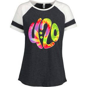 Trippy Tie Dye 4 20 Four Twenty Enza Ladies Jersey Colorblock Tee