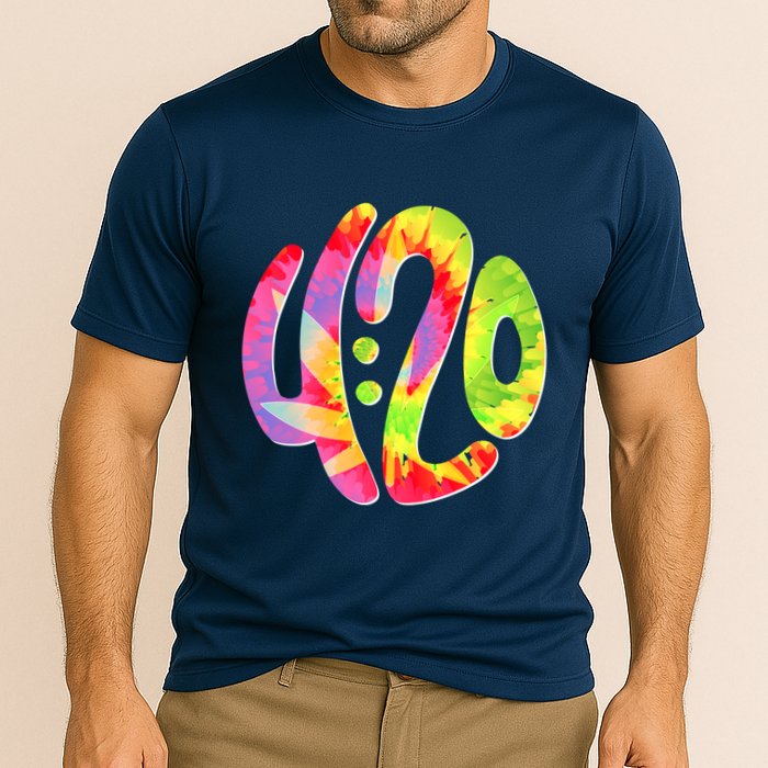 Trippy Tie Dye 4 20 Four Twenty Cooling Performance Crew T-Shirt