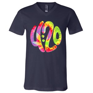 Trippy Tie Dye 4 20 Four Twenty V-Neck T-Shirt