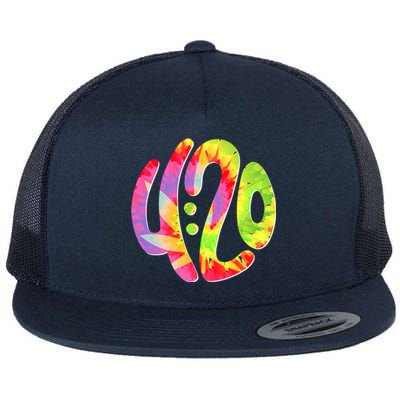 Trippy Tie Dye 4 20 Four Twenty Flat Bill Trucker Hat