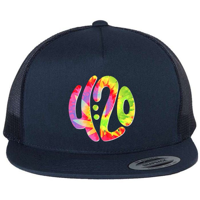 Trippy Tie Dye 4 20 Four Twenty Flat Bill Trucker Hat