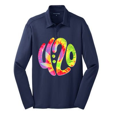 Trippy Tie Dye 4 20 Four Twenty Silk Touch Performance Long Sleeve Polo