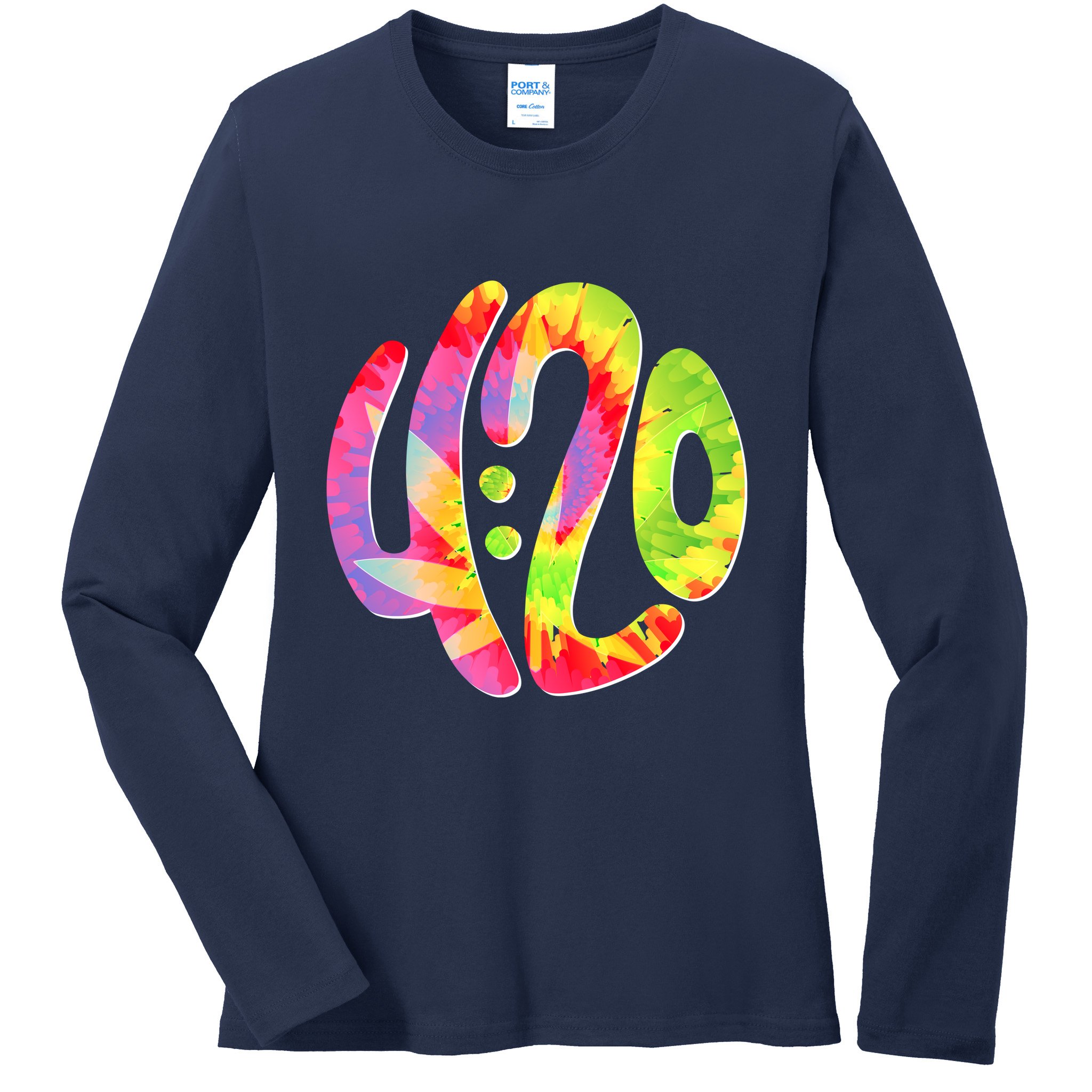 Trippy Tie Dye 4 20 Four Twenty Ladies Long Sleeve Shirt