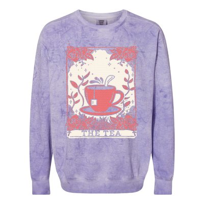 The Tea Drinker Tarot Card Reading Occult Dark Magic Colorblast Crewneck Sweatshirt