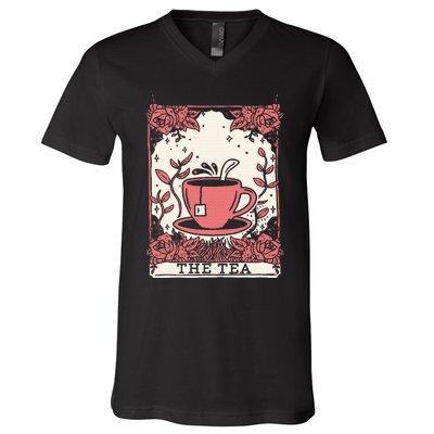 The Tea Drinker Tarot Card Reading Occult Dark Magic V-Neck T-Shirt