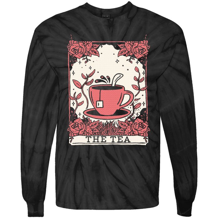 The Tea Drinker Tarot Card Reading Occult Dark Magic Tie-Dye Long Sleeve Shirt