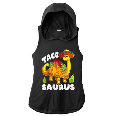 Tacosaurus Taco Dinosaur Funny Dino Cinco De Mayo Mexican Ladies PosiCharge Tri-Blend Wicking Draft Hoodie Tank