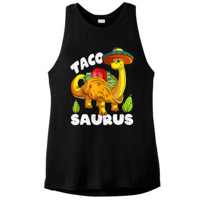 Tacosaurus Taco Dinosaur Funny Dino Cinco De Mayo Mexican Ladies PosiCharge Tri-Blend Wicking Tank