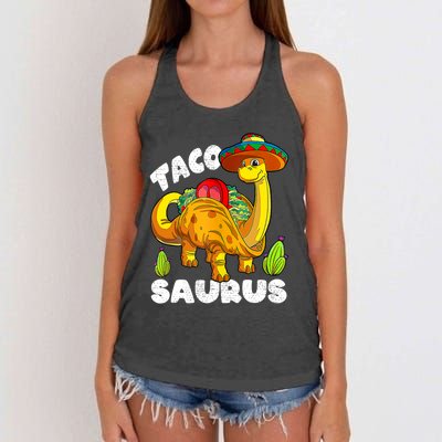 Tacosaurus Taco Dinosaur Funny Dino Cinco De Mayo Mexican Women's Knotted Racerback Tank