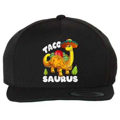 Tacosaurus Taco Dinosaur Funny Dino Cinco De Mayo Mexican Wool Snapback Cap