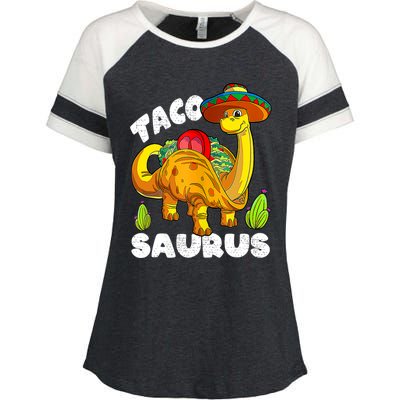 Tacosaurus Taco Dinosaur Funny Dino Cinco De Mayo Mexican Enza Ladies Jersey Colorblock Tee