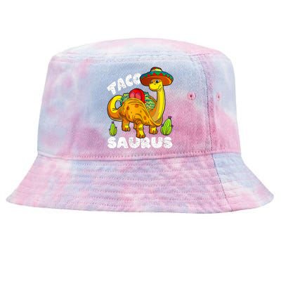 Tacosaurus Taco Dinosaur Funny Dino Cinco De Mayo Mexican Tie-Dyed Bucket Hat