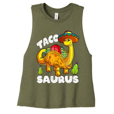 Tacosaurus Taco Dinosaur Funny Dino Cinco De Mayo Mexican Women's Racerback Cropped Tank