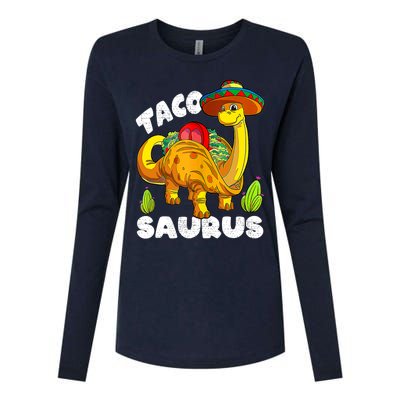 Tacosaurus Taco Dinosaur Funny Dino Cinco De Mayo Mexican Womens Cotton Relaxed Long Sleeve T-Shirt