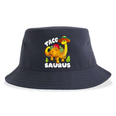 Tacosaurus Taco Dinosaur Funny Dino Cinco De Mayo Mexican Sustainable Bucket Hat