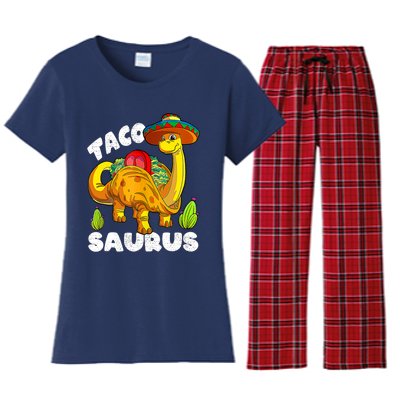 Tacosaurus Taco Dinosaur Funny Dino Cinco De Mayo Mexican Women's Flannel Pajama Set