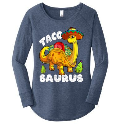 Tacosaurus Taco Dinosaur Funny Dino Cinco De Mayo Mexican Women's Perfect Tri Tunic Long Sleeve Shirt