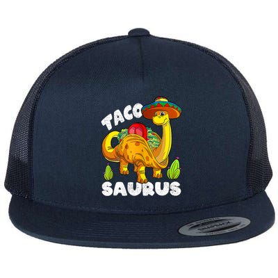 Tacosaurus Taco Dinosaur Funny Dino Cinco De Mayo Mexican Flat Bill Trucker Hat