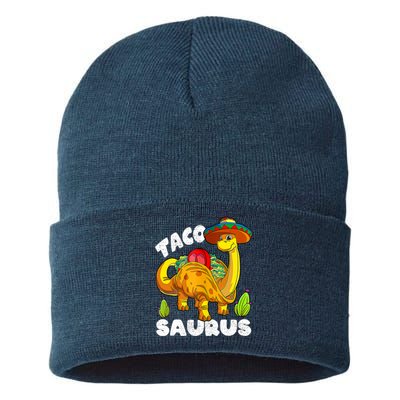 Tacosaurus Taco Dinosaur Funny Dino Cinco De Mayo Mexican Sustainable Knit Beanie