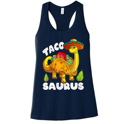 Tacosaurus Taco Dinosaur Funny Dino Cinco De Mayo Mexican Women's Racerback Tank