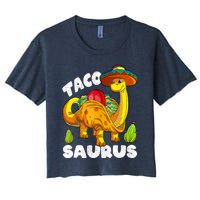 Tacosaurus Taco Dinosaur Funny Dino Cinco De Mayo Mexican Women's Crop Top Tee