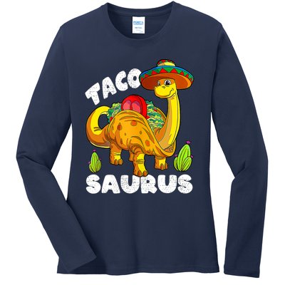 Tacosaurus Taco Dinosaur Funny Dino Cinco De Mayo Mexican Ladies Long Sleeve Shirt