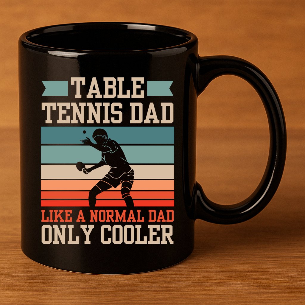 Table Tennis Dad Ping Pong Player Papa Fathers Day Funny Gift 11oz C Handle Ceramic Mug