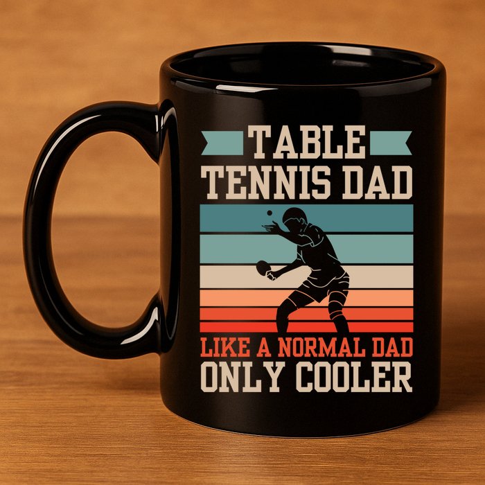 Table Tennis Dad Ping Pong Player Papa Fathers Day Funny Gift 11oz C Handle Ceramic Mug