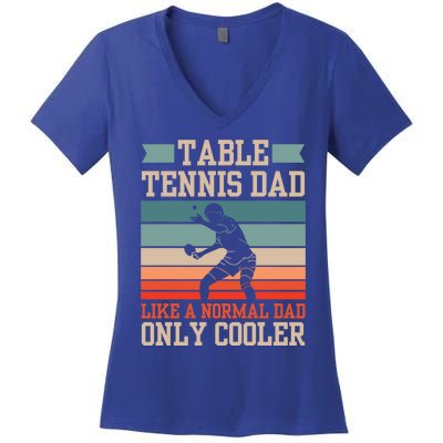 Table Tennis Dad Ping Pong Player Papa Fathers Day Funny Gift Women's V-Neck T-Shirt