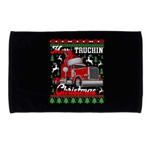 Trucker Truck Driver Ugly Xmas Merry Trucking Christmas Gift Microfiber Hand Towel