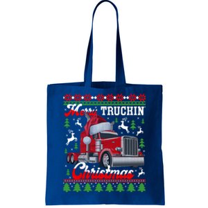 Trucker Truck Driver Ugly Xmas Merry Trucking Christmas Gift Tote Bag