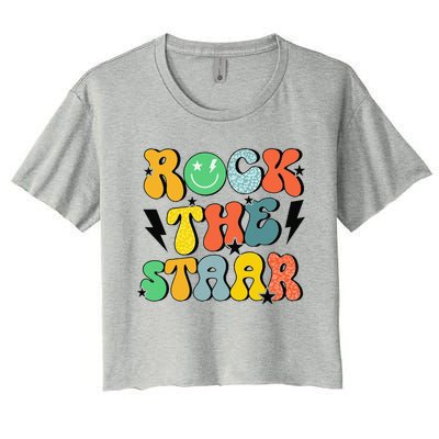 Teacher Test Day Rock The Funny Staar Test Squad Women's Crop Top Tee