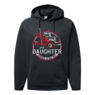 Trucker Truck Driver Father Mother Daughter Vintage My Performance Fleece Hoodie