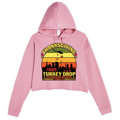 Thanksgiving Turkey Drop As God Is My Witness Turkeys Crop Fleece Hoodie